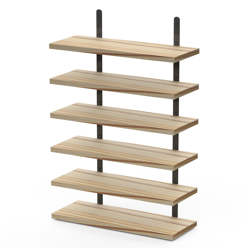Set of 6 Wooden Floating Shelves – Wall Organizers with 44lbs Metal Bracket