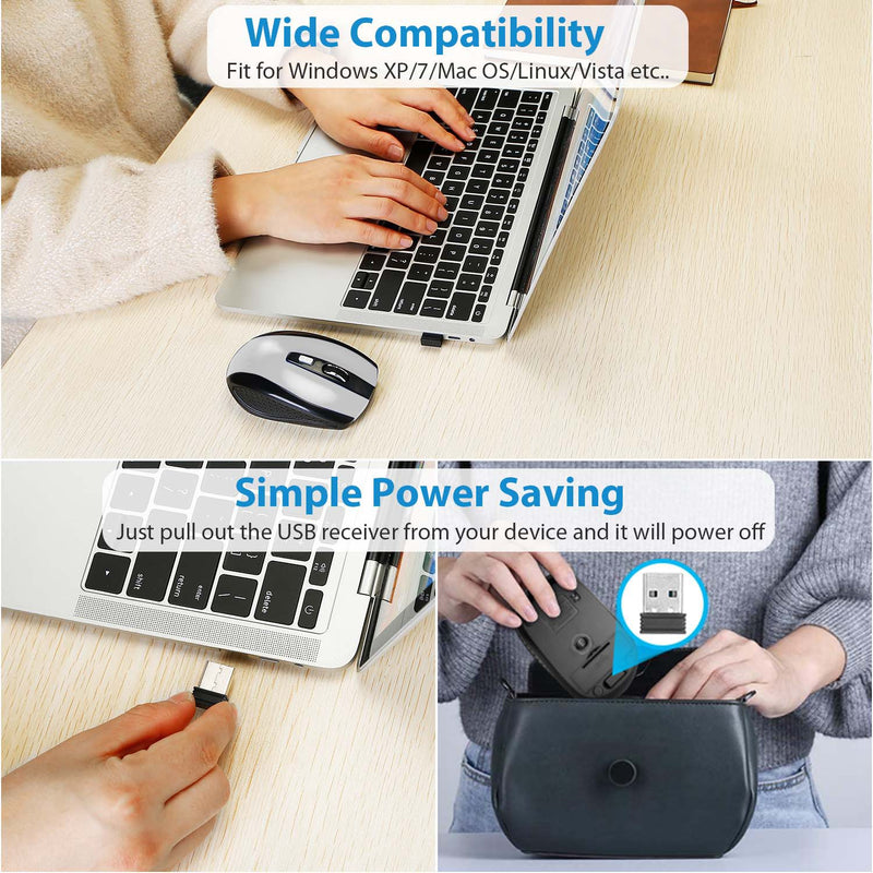 Wireless Optical Mouse - 6 Programmable Buttons for Computer and MacBook