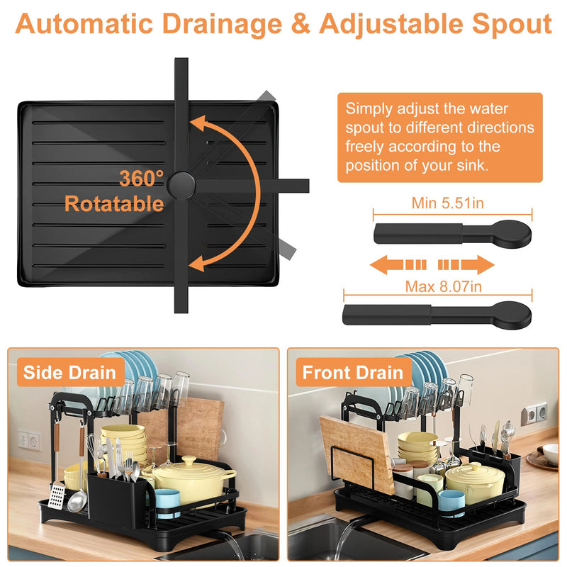 Dish and Utensil Organizer for Kitchen – Compact Rust-Proof Drainer