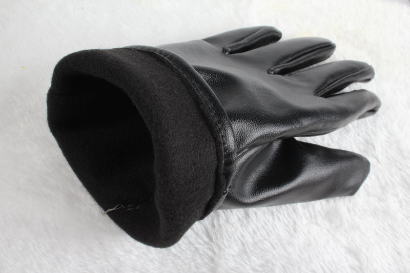 Black Leather Thermal Gloves – Windproof and Comfortable for Outdoors