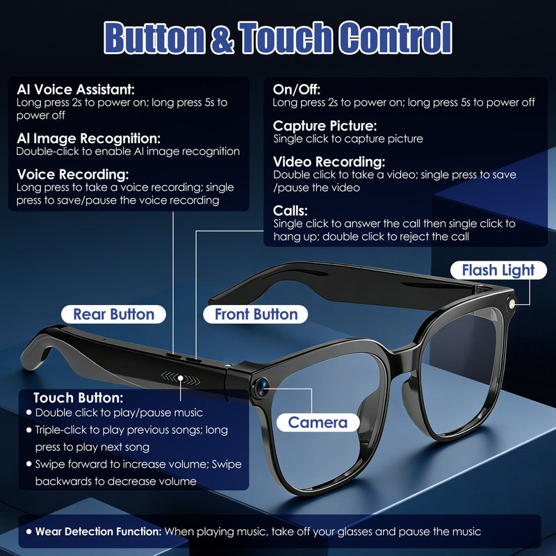 AI Smart Glasses – 1080P Camera, Translation, and Voice Assistant