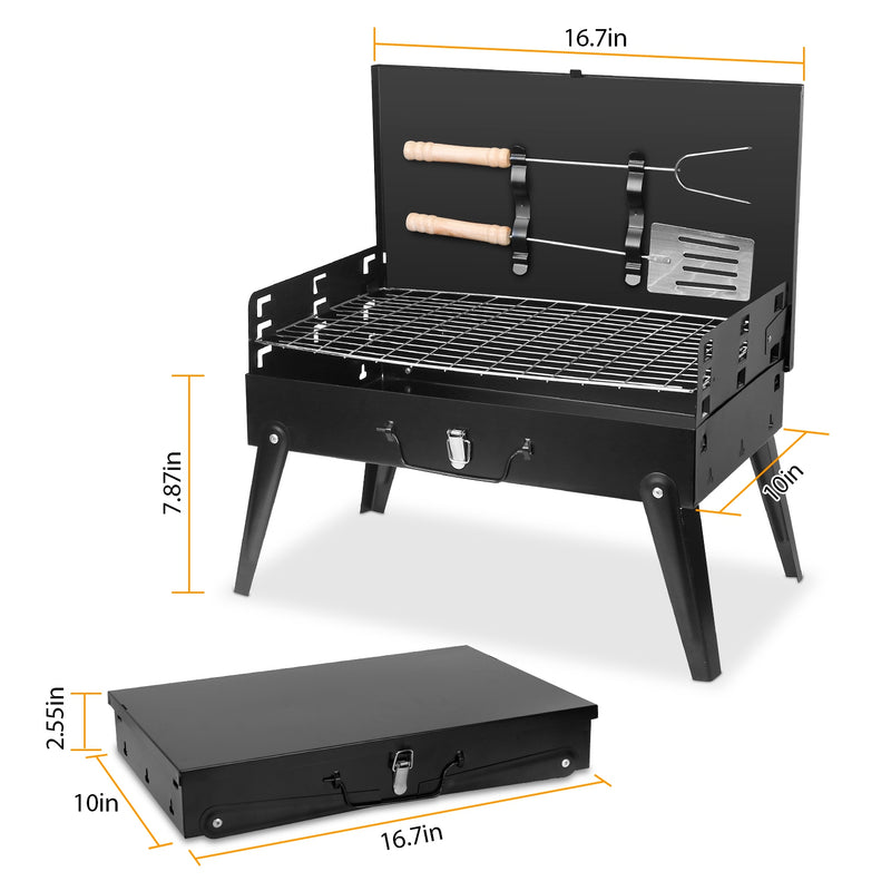 Foldable Charcoal Barbecue with Shelf – Portable Travel Grill