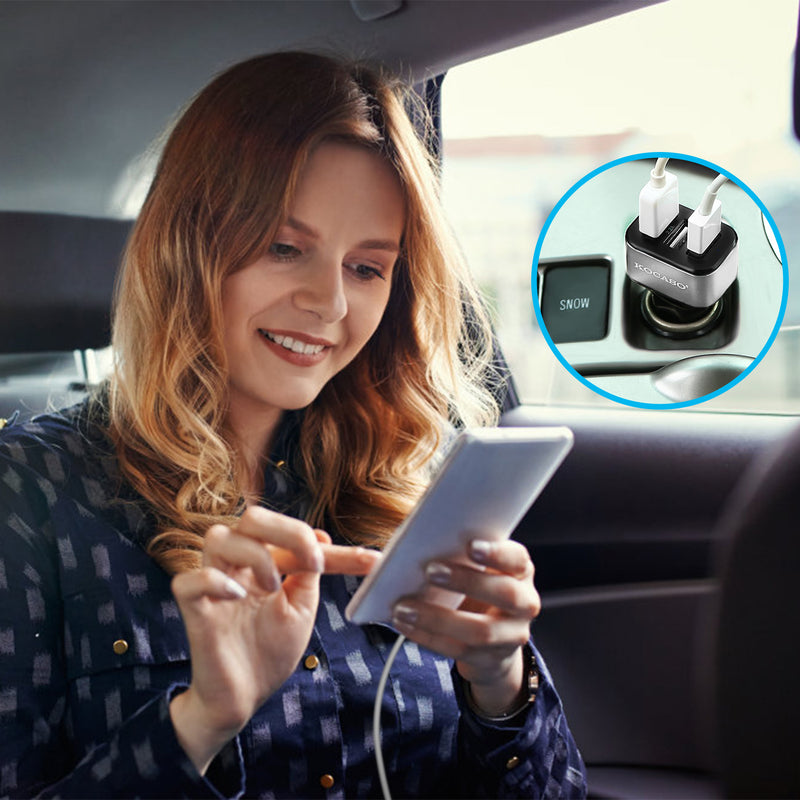 Car Charger 3 Ports – Compact, 30W for Phones and Tablets