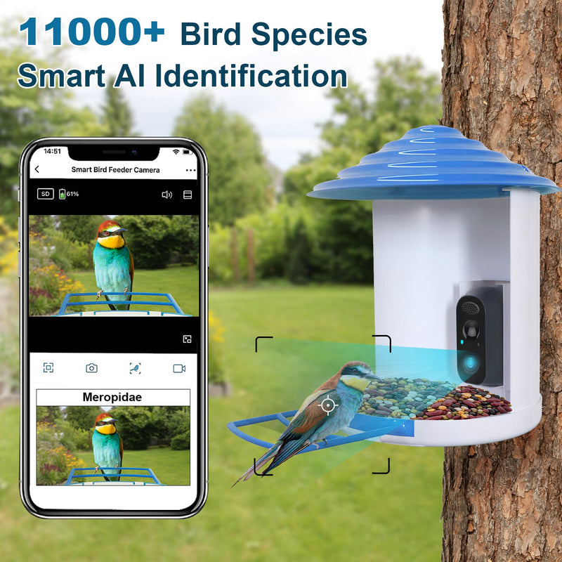 Smart Bird Feeder with Solar Camera 1080P HD – AI and WiFi