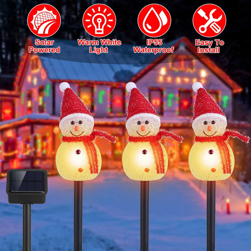 Solar Christmas Lights with Snowmen – IP55 Waterproof Outdoor Decoration