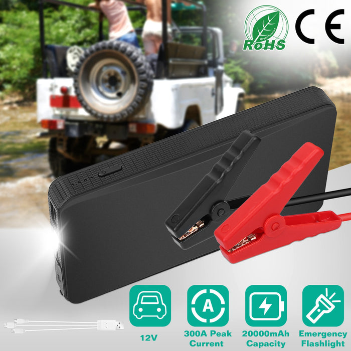 20000mAh Portable Car Jump Starter - 400A with LED Flashlight