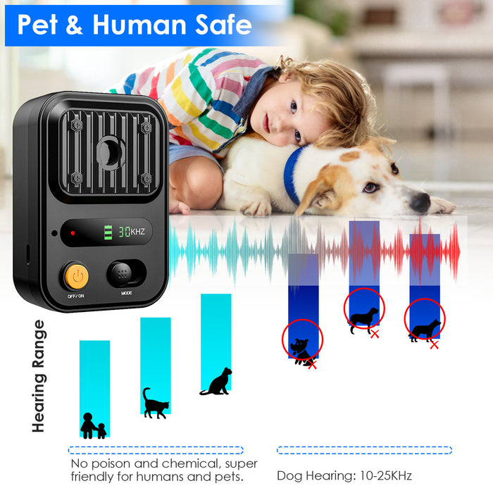Portable Anti-Barking Device - IPX4 Waterproof, 32.8ft Detection and 3 Frequencies