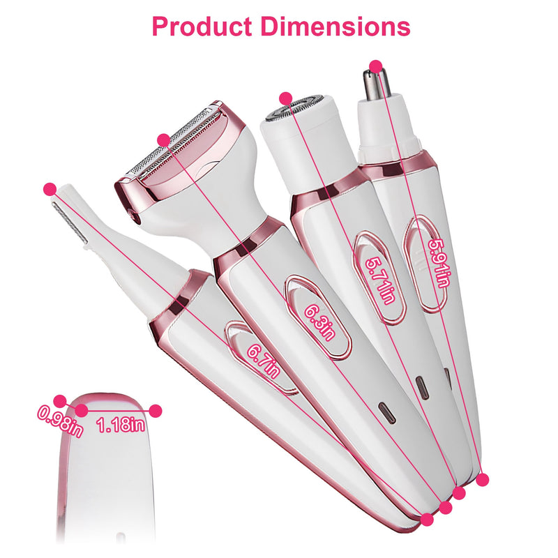 4-in-1 Electric Epilator for Women – USB Rechargeable, Waterproof, and Painless Shaver