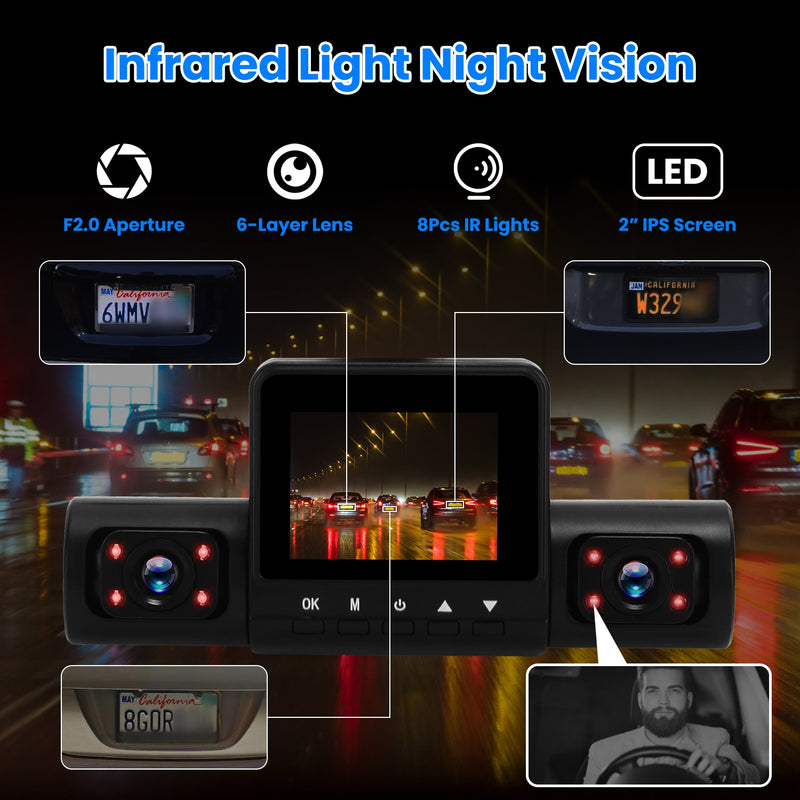 4 Channel Dash Cam – 1080P Front, Night Vision, and 32GB Card