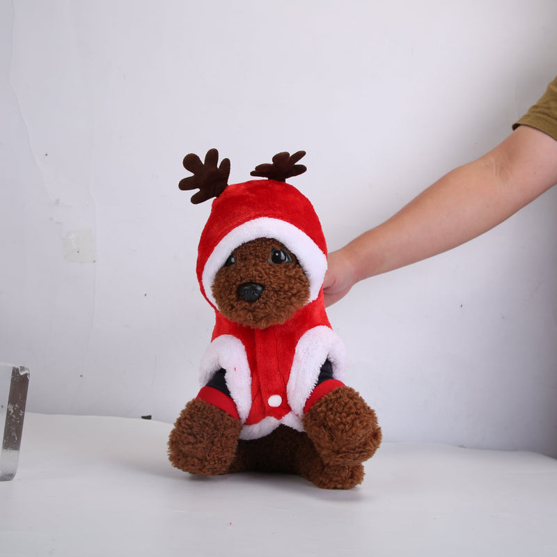 Christmas Pet Coat with Reindeer Antlers