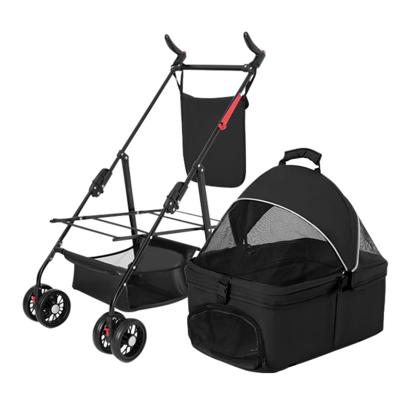 Pet Travel Stroller - With Removable Lining and 2 Compartments