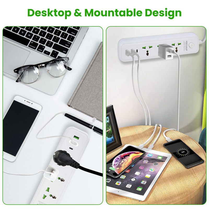 2500W Power Strip – With 6FT Cord and USB-A/USB-C Ports