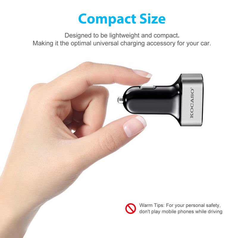 Car Charger 3 Ports – Compact, 30W for Phones and Tablets