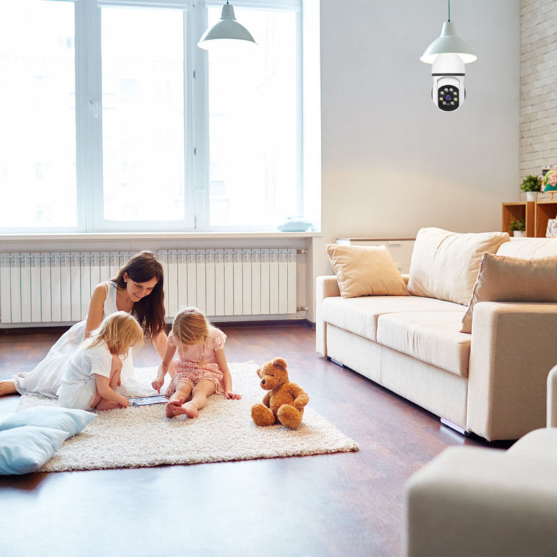 LED Security Camera – E27 Bulb with Night Vision, Audio, and Alexa/Google Control