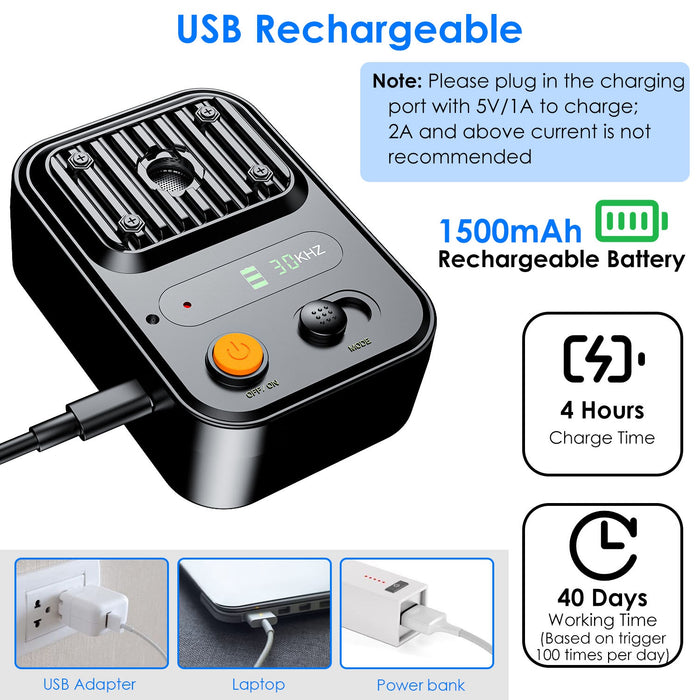 Portable Anti-Barking Device - IPX4 Waterproof, 32.8ft Detection and 3 Frequencies