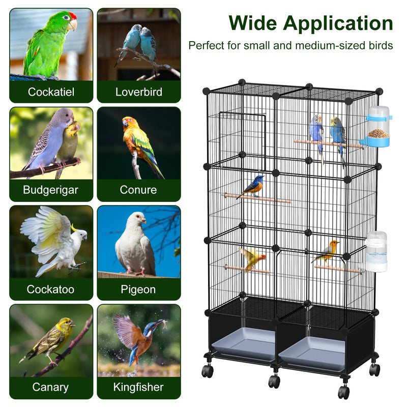 Large Bird Cage – With Wheels, Perches, and Accessories