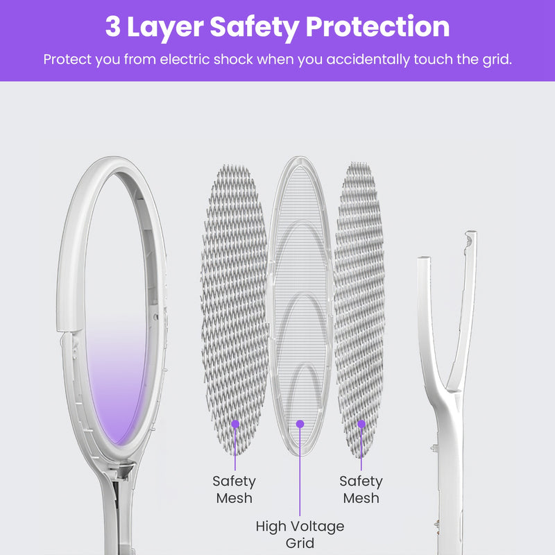 3-in-1 Electric Mosquito Swatter – 3200V with Telescopic Rod