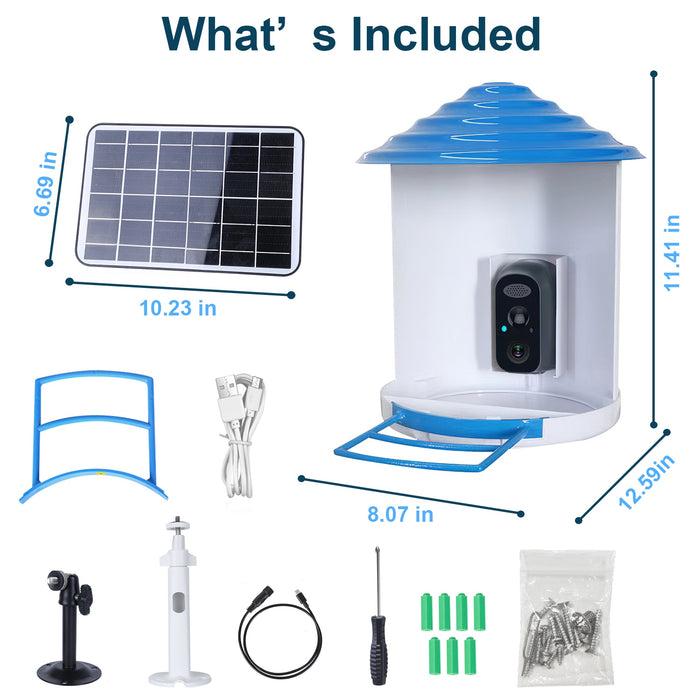 Smart Bird Feeder with Solar Camera 1080P HD – AI and WiFi