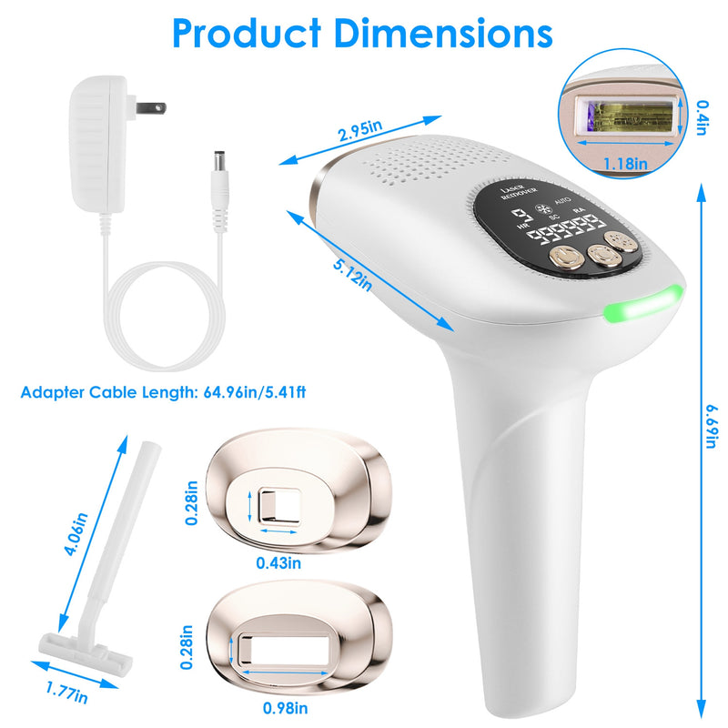 IPL Laser Hair Removal – Ice Cooling, 9 Intensities for Underarms, Legs, and Bikini