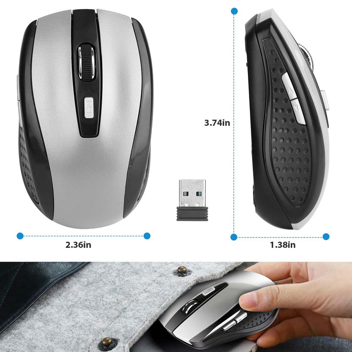Wireless Optical Mouse - 6 Programmable Buttons for Computer and MacBook
