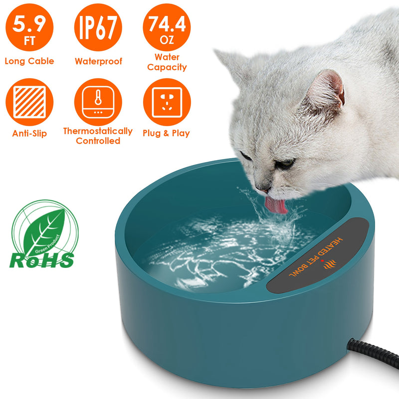 Portable Heated Water Bowl – Heated Bowl for Dogs and Cats 2.2L