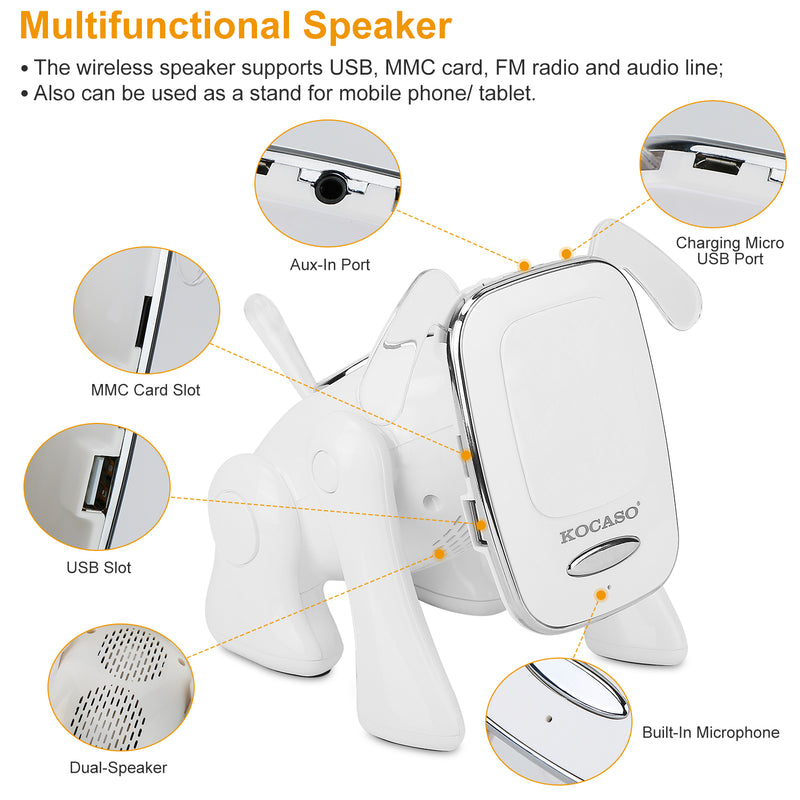 Wireless Puppy Design Speaker – Multifunctional with FM Radio and Phone Holder