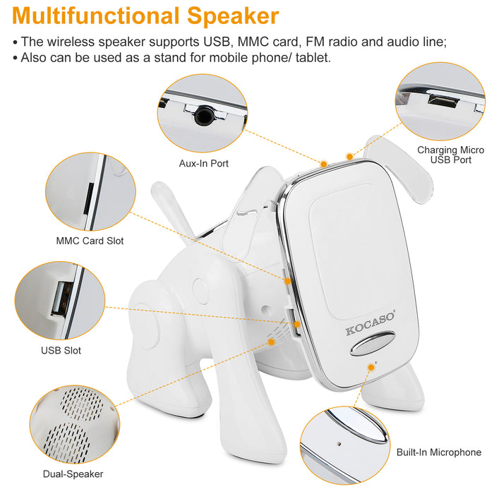 Wireless Puppy Design Speaker – Multifunctional with FM Radio and Phone Holder