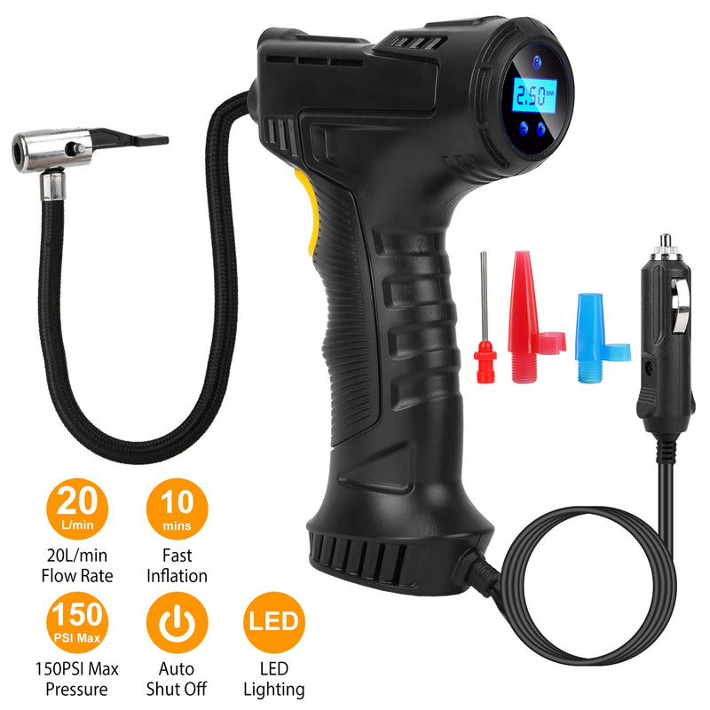 Electric Air Compressor – 12V 150PSI Digital Inflator with LED Light