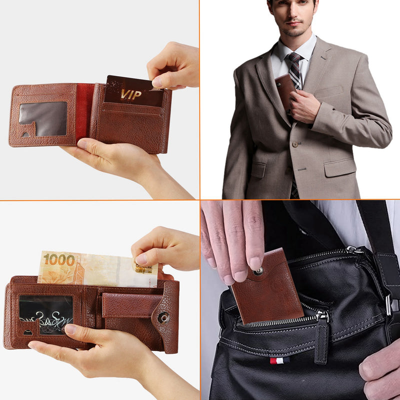 1Pc Men's Wallet PU Leather Purse Slim Card Holder Case With 2 ID Window Coin Pocket