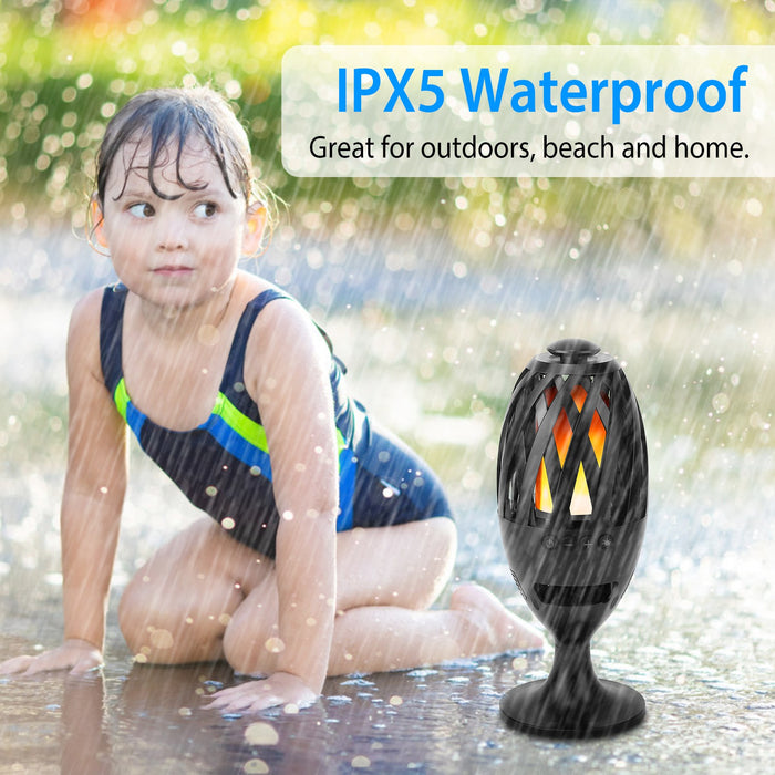 LED Flame Effect Speaker – 5W Stereo Sound, IPX5, Portable