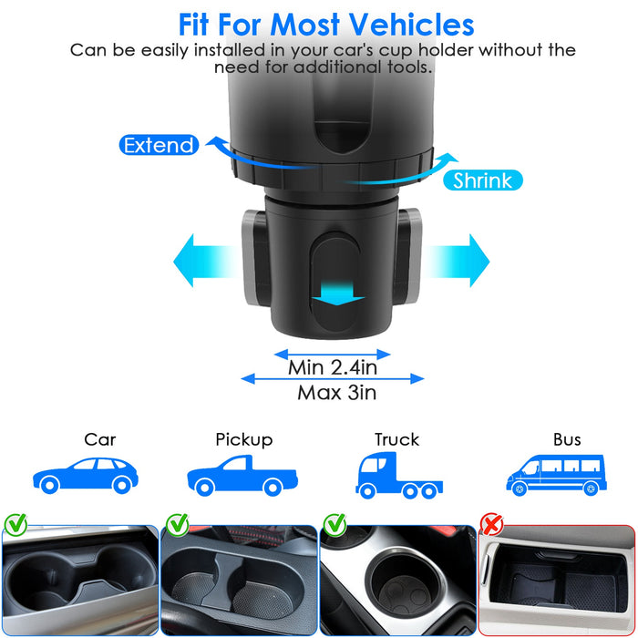 2-in-1 Automotive Support – Cup Holder and 360° Rotating Phone Mount