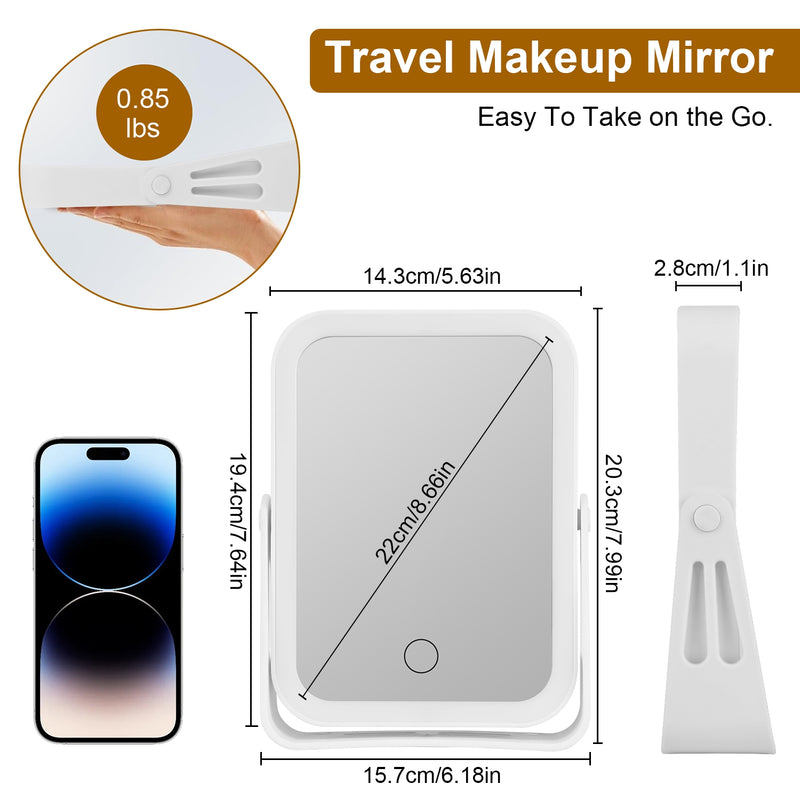 LED Makeup Mirror 10X – Portable Rechargeable with 3 Lights