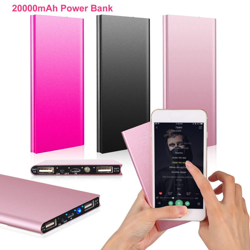 20000 mAh Portable Charger – Ultra-light Power Bank with 2 USB Ports