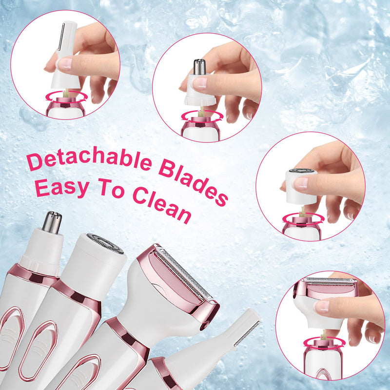 4-in-1 Electric Epilator for Women – USB Rechargeable, Waterproof, and Painless Shaver