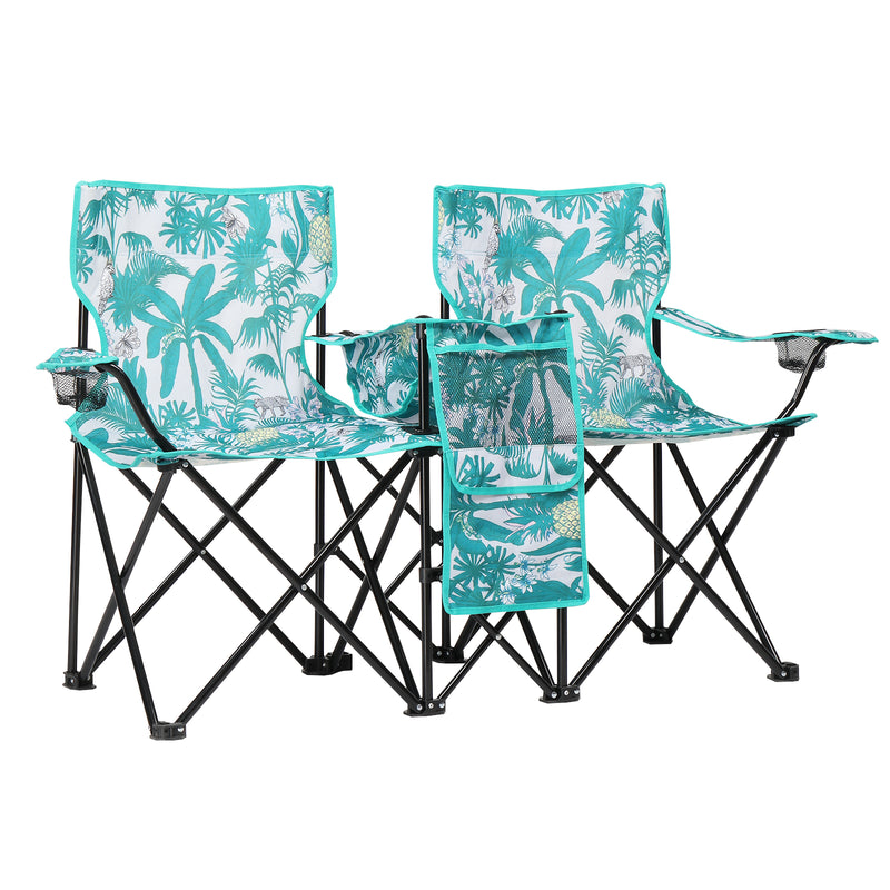 Double Folding Chair with Umbrella – Portable for Outdoor Use