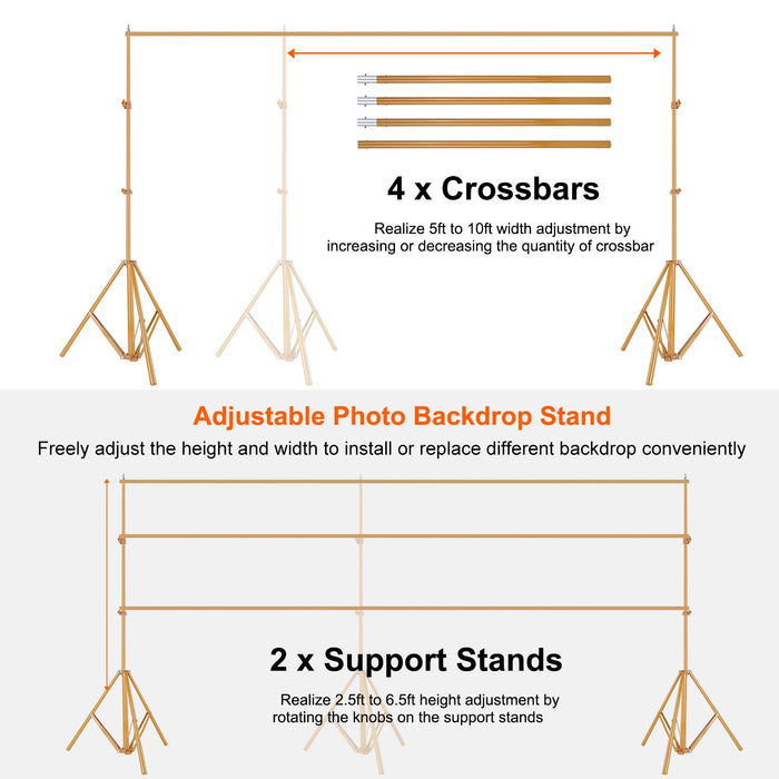 Adjustable Photo Backdrop Stand – 5 to 10 Feet with Bag