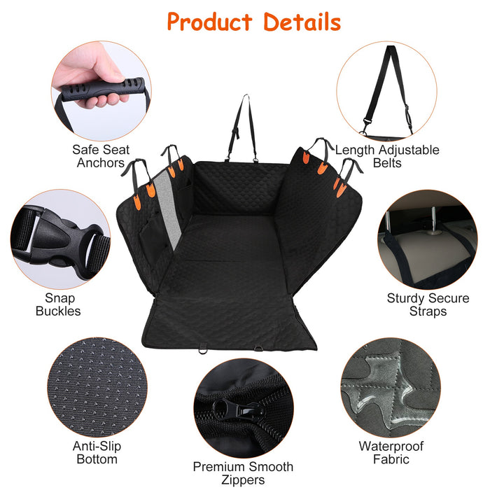 Rear Pet Seat Cover with Zipper and Side Flaps