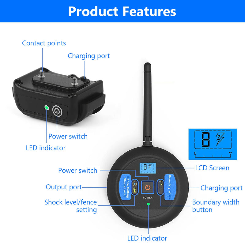 Dog Training System - Wireless Electric Fence with Safety Collar
