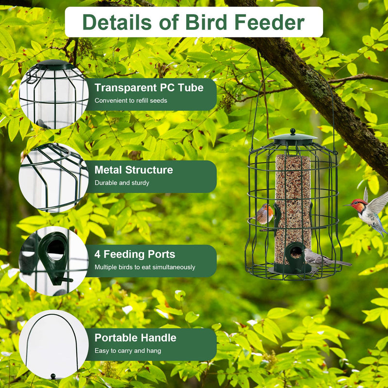 Squirrel-Resistant Metal Bird Feeder with 4 Ports