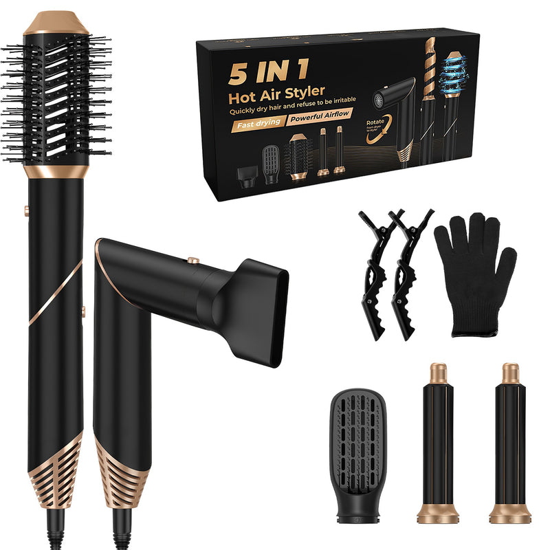 Hot Air Brush – 5-in-1 Kit for Straightening, Curling, and Drying Hair