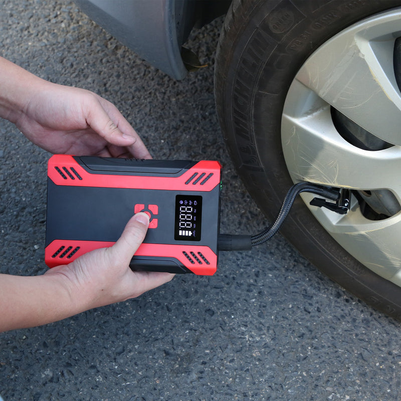 2000A Car Jump Starter with 150PSI Air Compressor – 37000mAh Power Bank and LED Flashlight