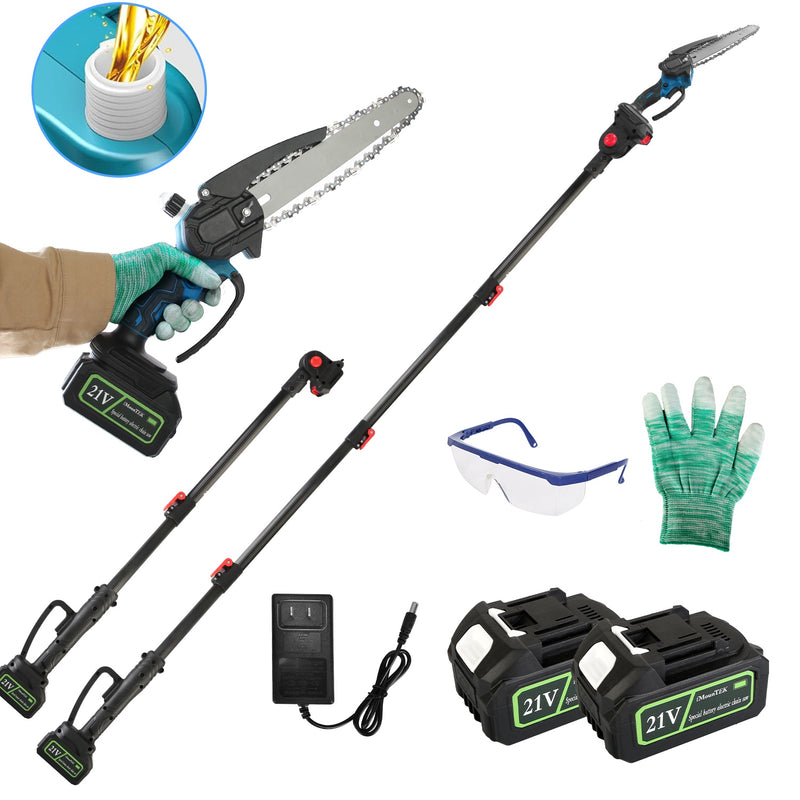 2-in-1 Cordless Chainsaw – Handheld and Pole with 2 Batteries