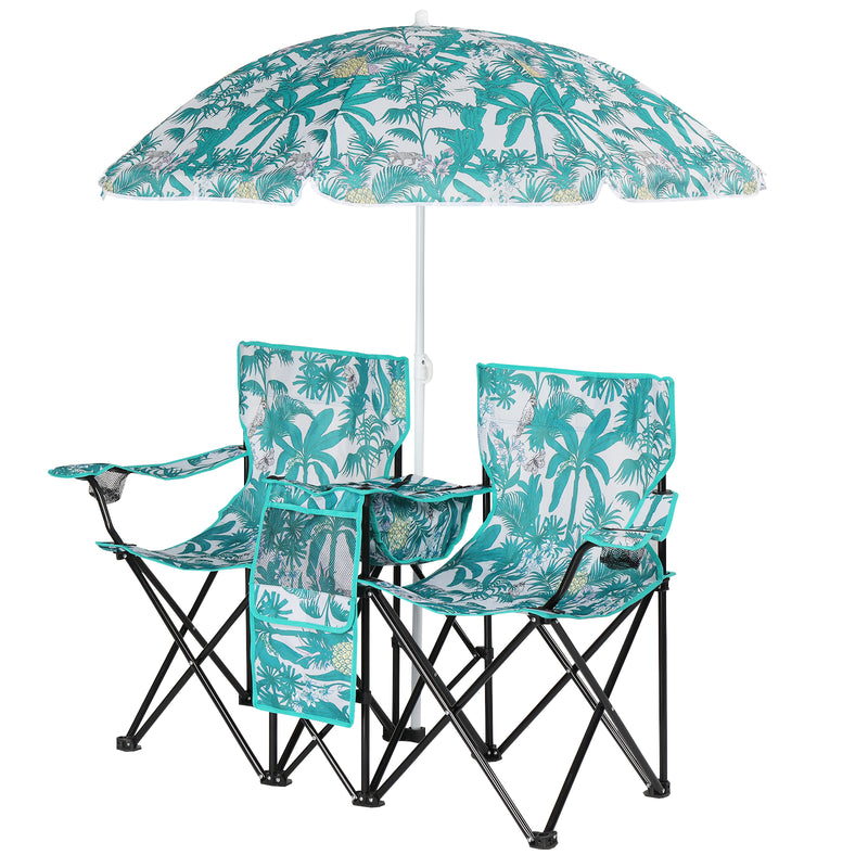 Double Folding Chair with Umbrella – Portable for Outdoor Use