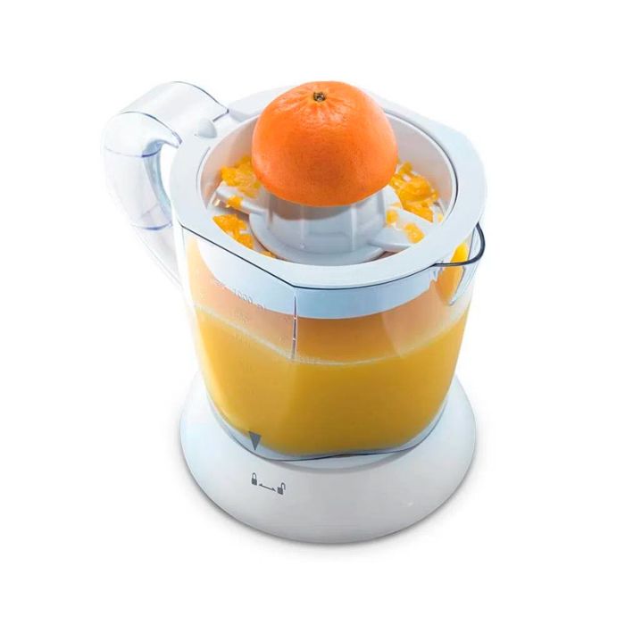 Exprimidor de cítricos Oster de 1L y 25W, con diseño compacto y fácil de usar para jugos frescos en el hogar.