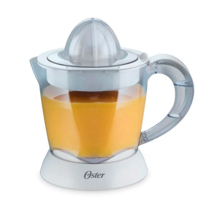 Exprimidor de cítricos Oster de 1L y 25W, con diseño compacto para jugos frescos en el hogar.