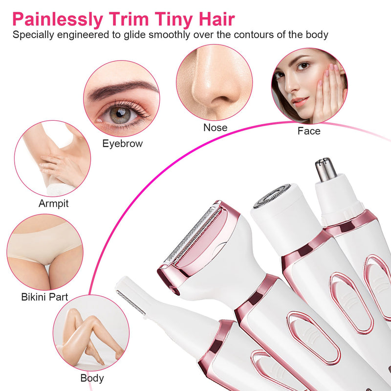 4-in-1 Electric Epilator for Women – USB Rechargeable, Waterproof, and Painless Shaver