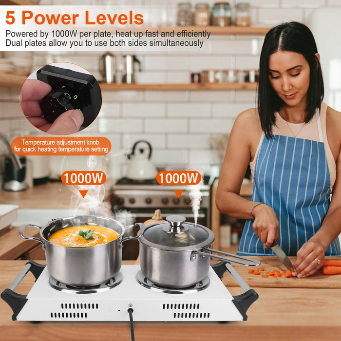 2000W Double Electric Burner – 5 Temperature Levels