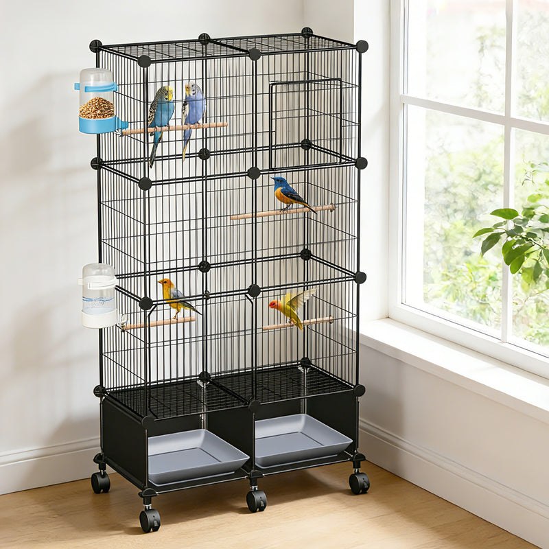 Large Bird Cage – With Wheels, Perches, and Accessories