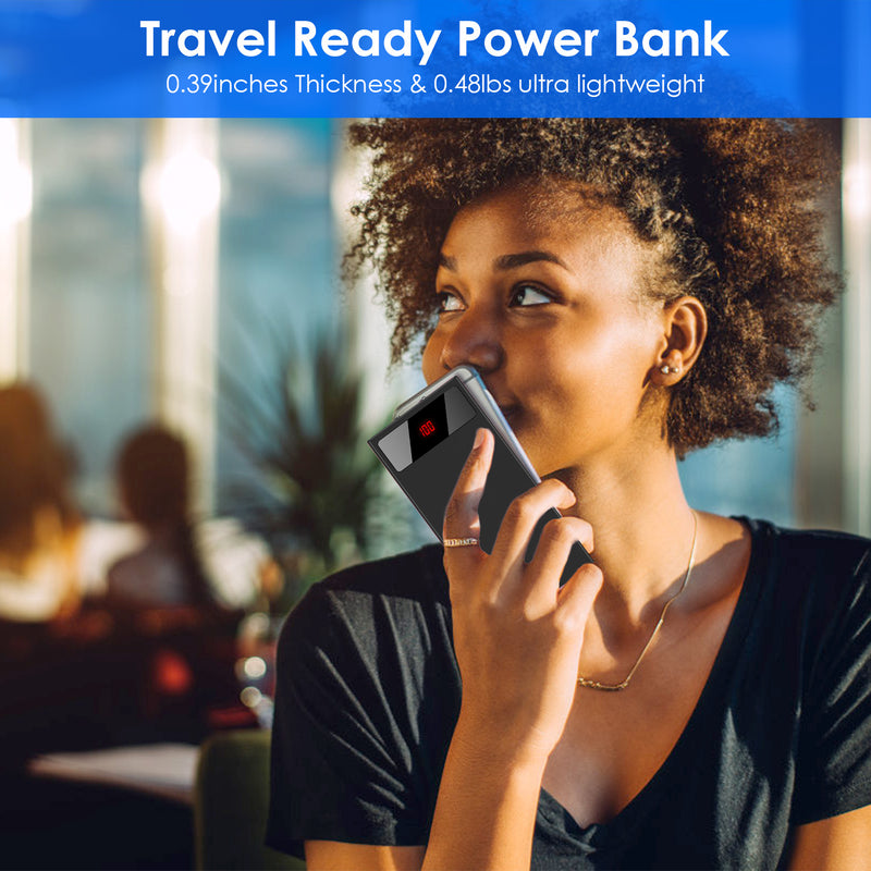 Dual USB Power Bank – 20000 mAh Ultra-Slim with Remaining Power Display