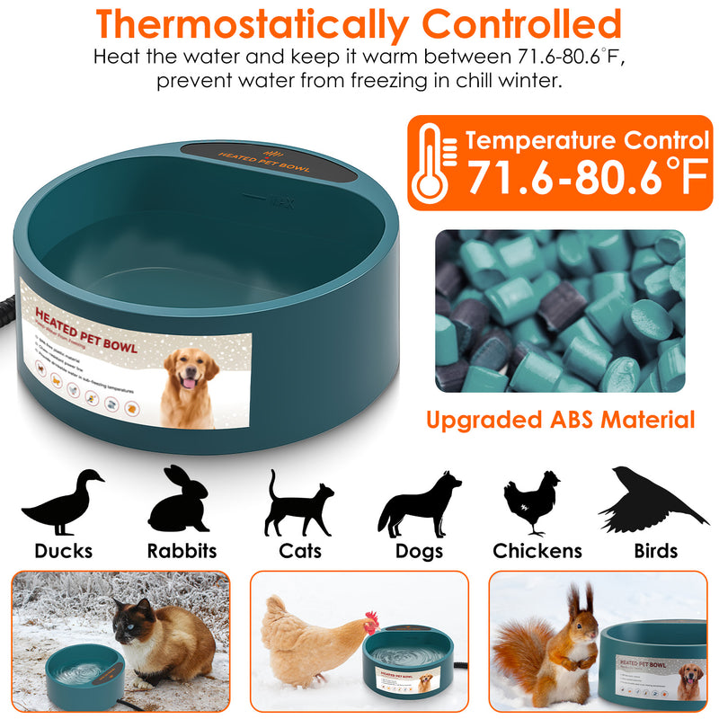 Portable Heated Water Bowl – Heated Bowl for Dogs and Cats 2.2L